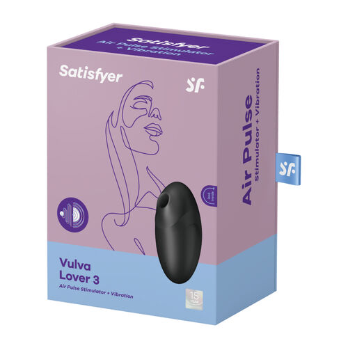 SATISFYER - STIMULATEUR ET VIBRATEUR VULVA LOVER 3 NOIR