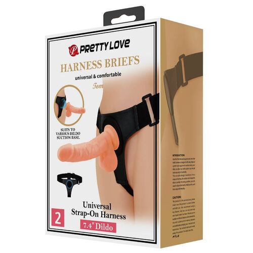 PRETTY LOVE - HARNESS BRIEFS UNIVERSAL HARNESS WITH DILDO TOM 20 CM NATURAL