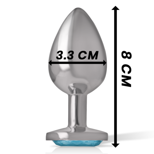 INTENSE - ANALPLUG AUS ALUMINIUMMETALL MIT BLAUEM GLAS, GRÖSSE M