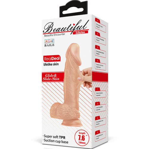 BAILE - BELLISSIMO DILDO FLESSIBILE REALISTICO ZEBULONE INCONTRO 19.4 CM NATURALE