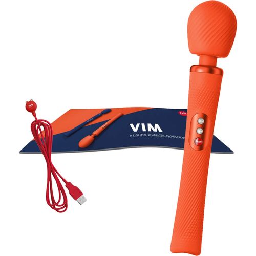 FUN FACTORY - VIM SILICONE RECHARGEABLE VIBRATING WEIGHTED RUMBLE WAND SUNRISE ORANGE