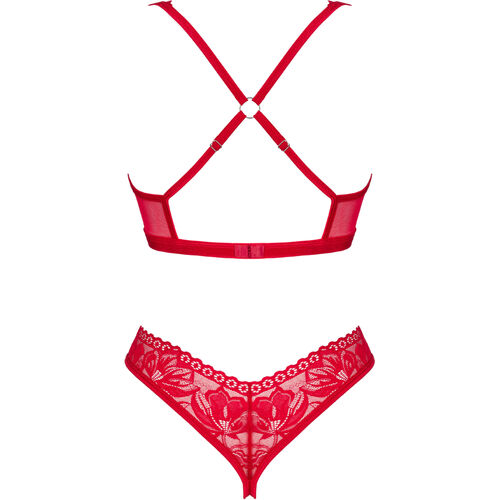 OBSESSIVE - ENSEMBLE LACELOVE DEUX PIÈCES CUPLESS ROUGE XS/S