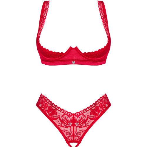 OBSESSIVE - ENSEMBLE LACELOVE DEUX PIÈCES CUPLESS ROUGE XS/S