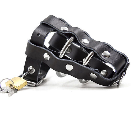 OHMAMA FETISH - LEATHER SHEATH WITH METAL RINGS AND PADLOCK