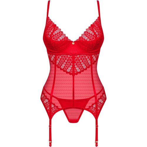 OBSESSIVE - INGRIDIA KORSETT & TANGA ROT XS/S