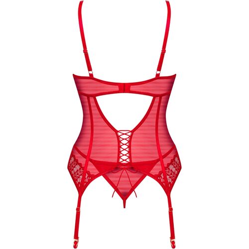 OBSESSIVE - INGRIDIA KORSETT & TANGA ROT XS/S