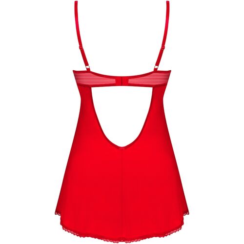 OBSESSIVE - INGRIDIA CHEMISE & TANGA ROT XS/S