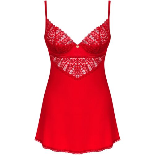 OBSESSIVE - CHEMISE & STRING INGRIDIA ROUGE XS/S