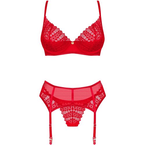 OBSESSIVE - INGRIDIA ENSEMBLE DEUX PIÈCES SANS CROTCHLESS ROUGE XL/XXL