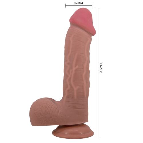 PRETTY LOVE - DILDO REALISTICO SLIDING SKIN SERIES CON VENTOSA SCORREVOLE DELLA PELLE MARRONE 23,4 CM