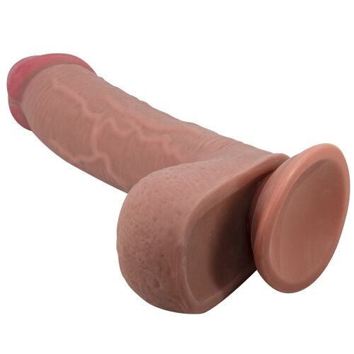 PRETTY LOVE - DILDO REALISTICO SLIDING SKIN SERIES CON VENTOSA SCORREVOLE DELLA PELLE MARRONE 23,4 CM