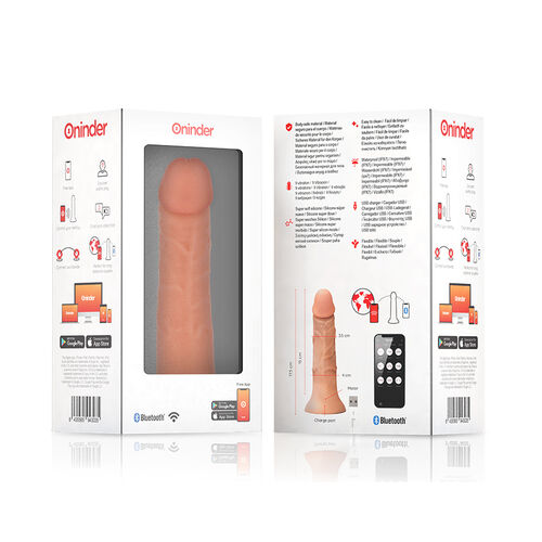 ONINDER - SMALL BOGOTÁ VIBRATOR DILDO 9 SPEEDS NATURAL 17.5 CM -O- 4 CM - FREE APP