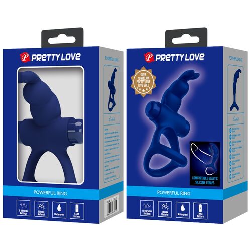 PRETTY LOVE - LUCHITO ANELLO VIBRANTE DOPPIO CONIGLIO BLU