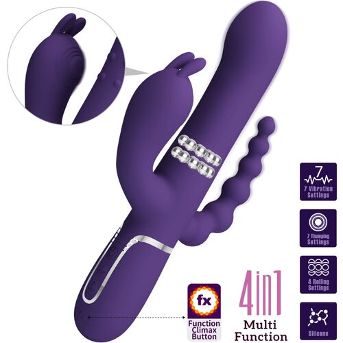 PRETTY LOVE - CAMMY VIBRATORE TRIPLO MULTIFUNZIONE 4 IN 1 VIOLA