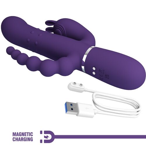 PRETTY LOVE - CAMMY VIBRATORE TRIPLO MULTIFUNZIONE 4 IN 1 VIOLA