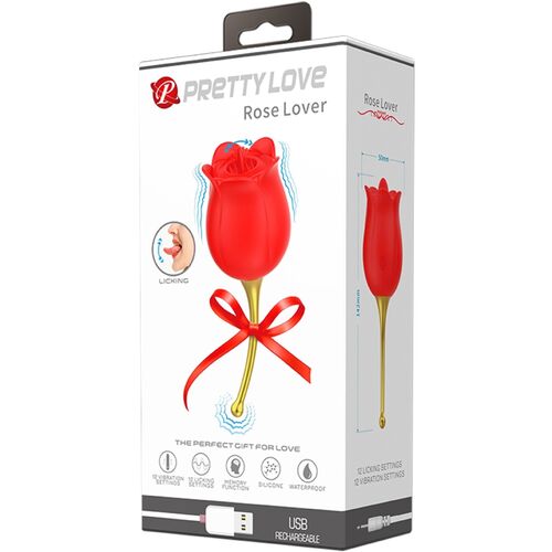 PRETTY LOVE - ROSE LOVER STIMOLATORE CLITORIDEO ROSE 12 VIBRAZIONI ROSSO