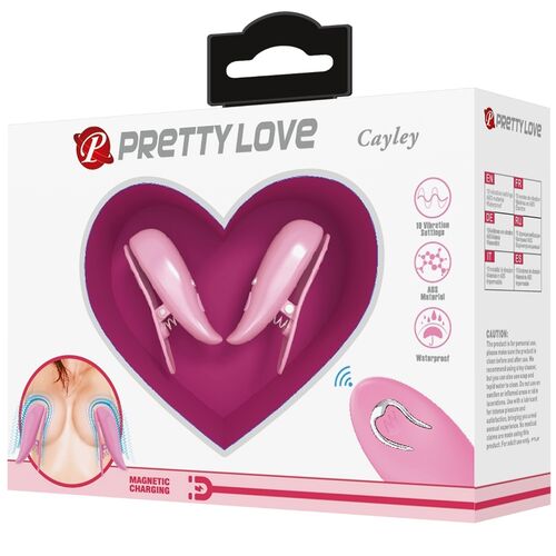 PRETTY LOVE - MORSETTI PER CAPEZZOLI CAILEY 10 VIBRAZIONI TELECOMANDO ROSA