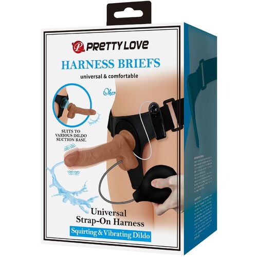 PRETTY LOVE - SLIP UNIVERSALE CON DILDO VIBRANTE E SQUIRTING 15,5 CM MULATO