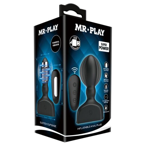 MR PLAY - TELECOMANDO PLUG ANALE GONFIABILE NERO